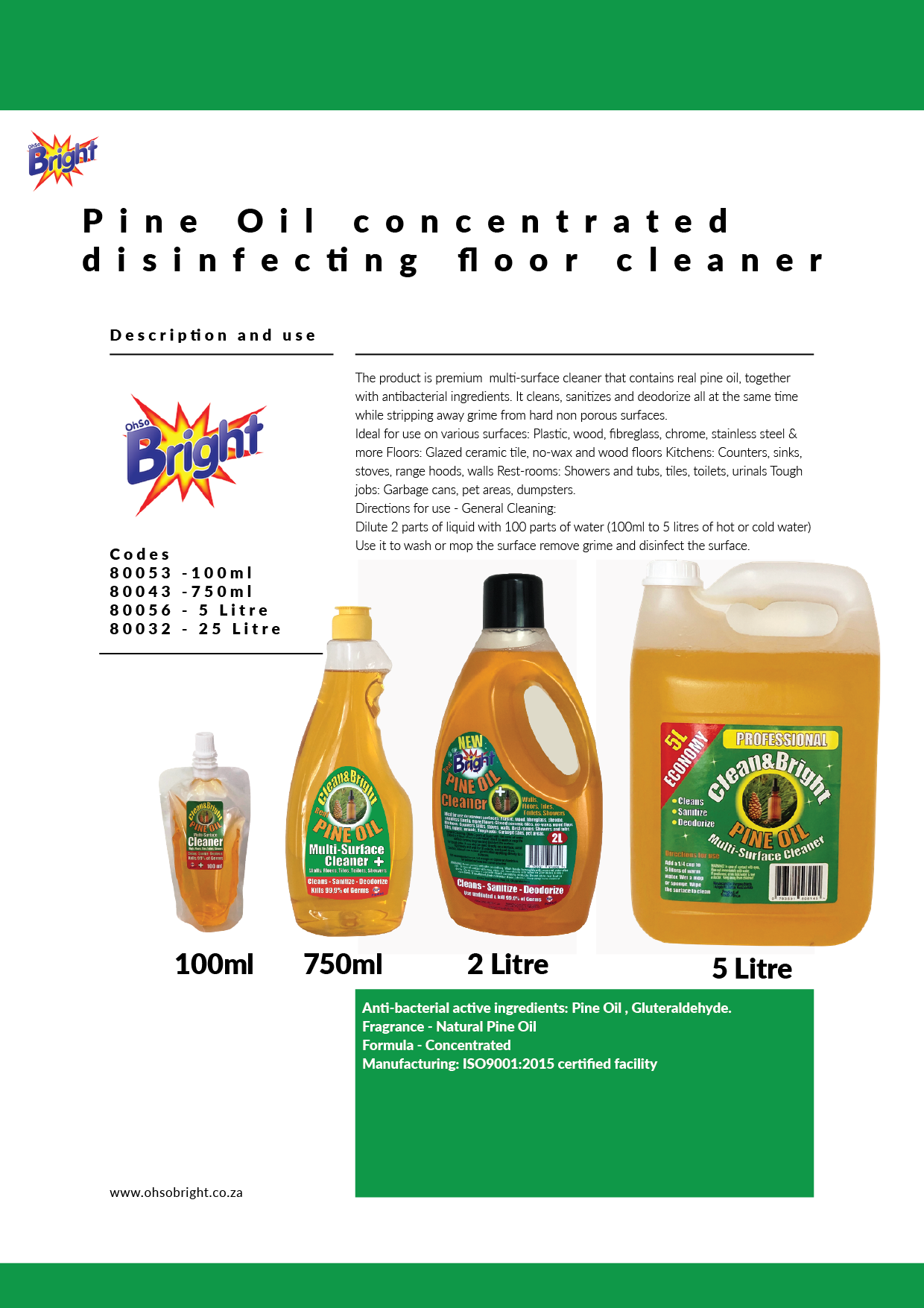 Pine Oil disinfecting floor cleaner